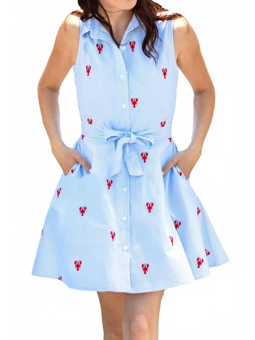Kiel James Patrick Lobster Bay Shirtdress Striped Coastal Elegant Medium NWT